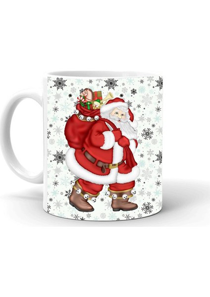 Yılbaşı Noel Temalı Baskılı Seramik Beyaz Kupa
