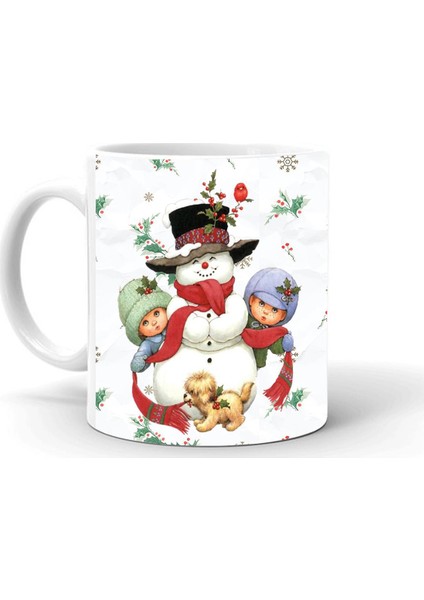 Yılbaşı Noel Temalı Baskılı Seramik Beyaz Kupa