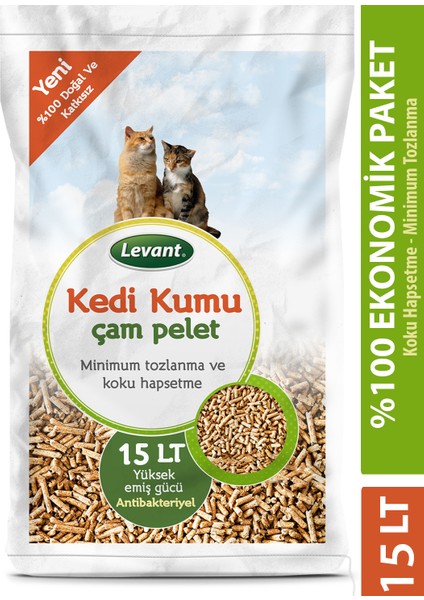 Kedi Kumu Çam Pelet Organik Ağaç Kokulu 15 Lt