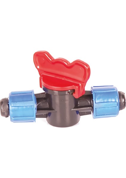 Damla Sulama Plastik Küresel Yassı Vidalı Boru Vanası Çıkış Nipelli (25 Adet)