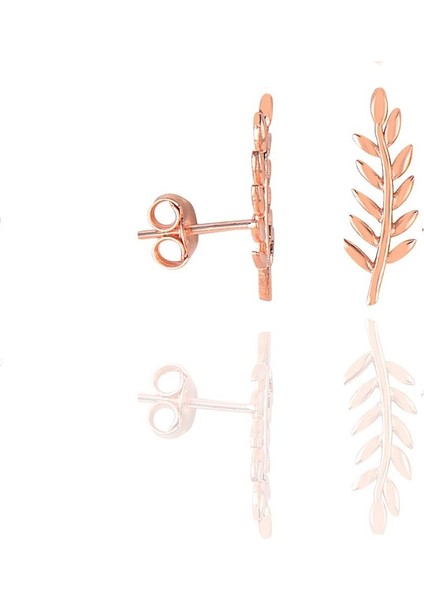 Gümüş Rose Yaprak Modeli Küpe