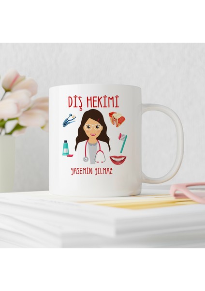 Diş Hekimi Tasarımlı Kişiye Özel Kupa Bardak