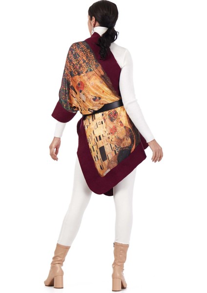 Kadın Ipek Keçe Bordo Şal Gustav Klimt The Kiss fırsatları