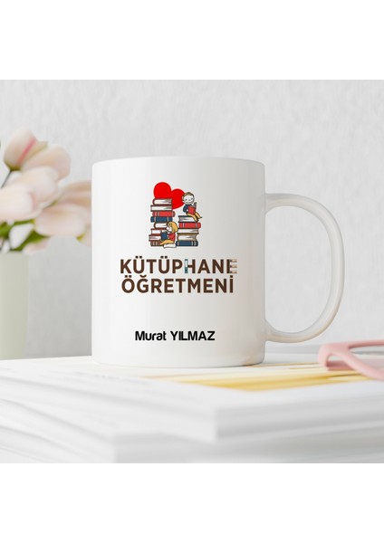 Kütüphane Öğretmeni Tasarımlı Kişiye Özel Kupa Bardak