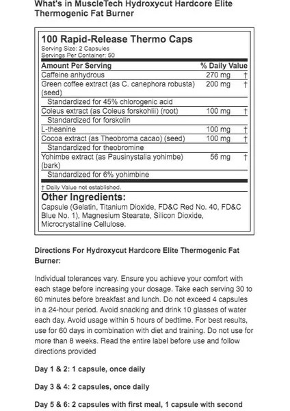 Hydroxycut Hardcore Elite Thermogenic 100×2=200 Kapsül