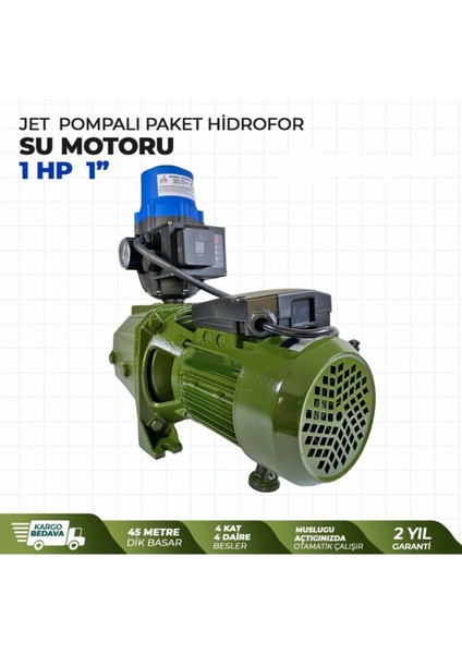 JET100 Jet + Dsk2 Hidromat Pompalı Otomatik Paket Hidrofor Su Motoru 1 Hp 1"