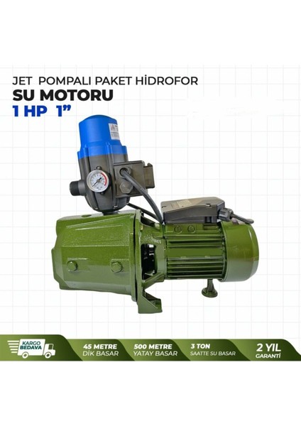 JET100 Jet + Dsk2 Hidromat Pompalı Otomatik Paket Hidrofor Su Motoru 1 Hp 1"