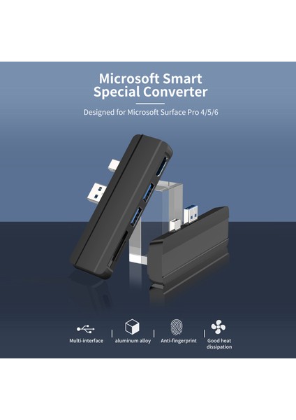 5 In 1 USB Hub Adaptörü Tf Kart Okuyucu Yüzey Pro 3 (Yurt Dışından)