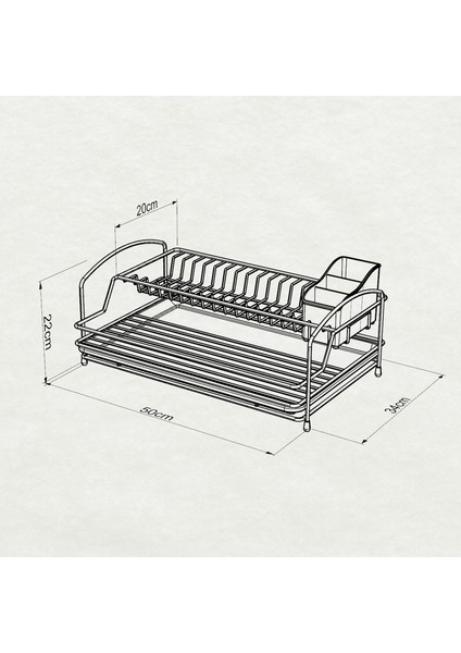 Teknotel Tek Katlı Tabaklık Bulaşıklık Krom+Siyah Tepsi KB008