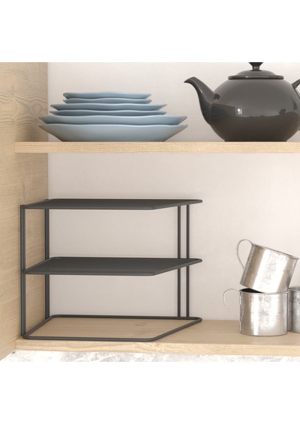 KB091 Dolap Içi Düzenleyici Mutfak Rafı Metal Mat Siyah