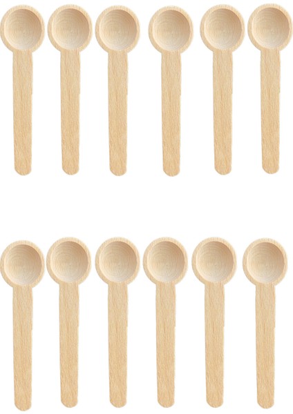 12 Adet Mini Baharat Reçel Şeker Kaşığı Ahşap