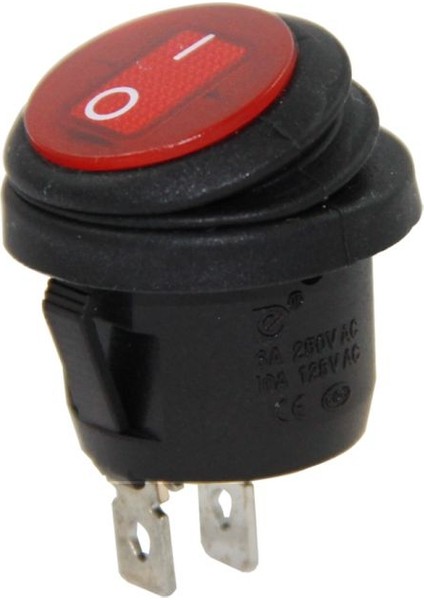 IC-133W Yuvarlak Işıksız Anahtar On/off 2p Kırmızı Körüklü Switch