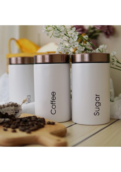 3 Adet Çay Kahve Depolama Biderleri Mutfak Ofis Kuru Somunlar Uzay Tasarrufu Beyaz (Yurt Dışından) fiyatları
