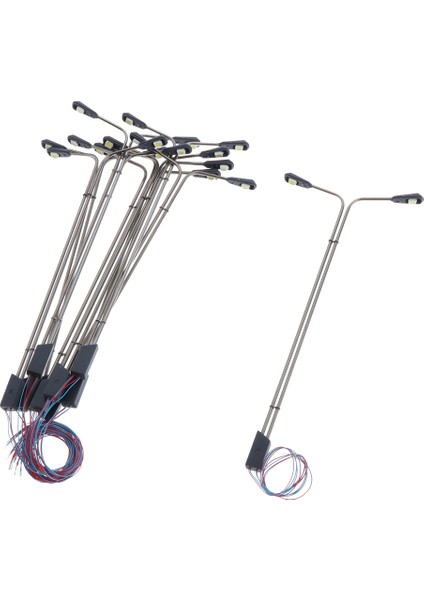 10 Paket Model Demiryolu Tren Lambası Post Sokak Işıkları LED Ho Oo Ölçekli Modeller 1:75 (Yurt Dışından)