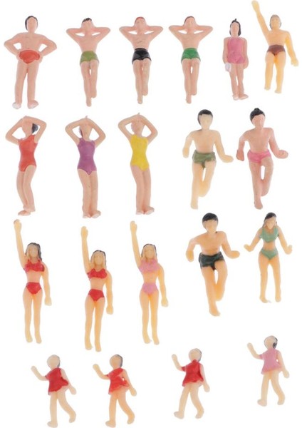 20 Adet 1:50 O Ölçekli Insanlar Karışık Şekiller Plaj Şekil Minyatür Model Kaynağı