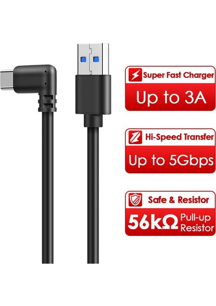 Quest Link Için 10FT Kablo 3.2 Tip-C Dik Açısı USB Için Bir Şarj Kablosu USB 3.0 C Yazın (Yurt Dışından) fiyatları
