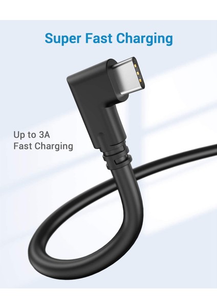 Quest Link Için 10FT Kablo 3.2 Tip-C Dik Açısı USB Için Bir Şarj Kablosu USB 3.0 C Yazın (Yurt Dışından) modelleri