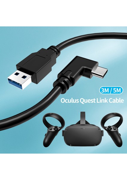 Quest Link Için 10FT Kablo 3.2 Tip-C Dik Açısı USB Için Bir Şarj Kablosu USB 3.0 C Yazın (Yurt Dışından) fırsatları