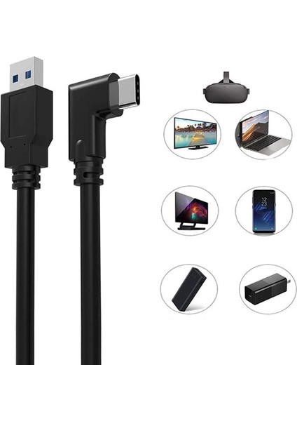 Quest Link Için 10FT Kablo 3.2 Tip-C Dik Açısı USB Için Bir Şarj Kablosu USB 3.0 C Yazın (Yurt Dışından) indirimleri
