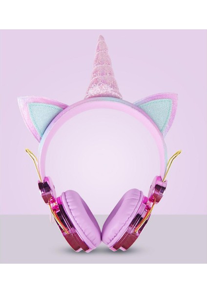 Unicorn Kulaklıklar ile Mikrofon Stereo Kulaklık Kulaklıklar Çocuklar Kızlar Için - Pembe 1 (Yurt Dışından) fiyatları