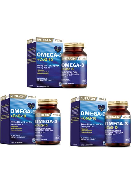 Koenzim Q10 Içeren Balık Yağı - Omega-3 +Coq-10 60 Yumuşak Kapsül X3 Adet