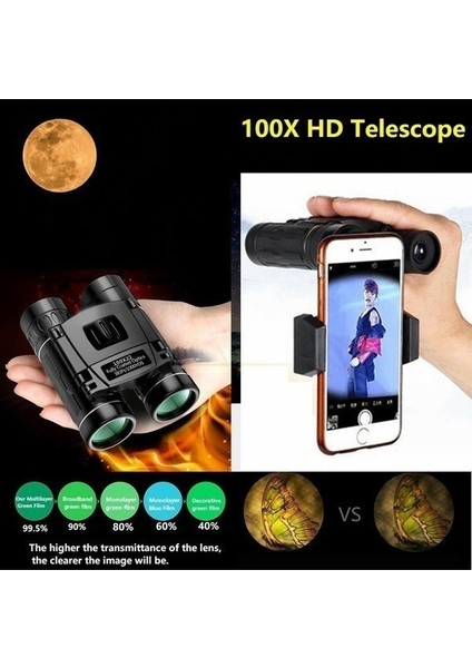 Gece Görüş Hd Dürbün Teleskop Açık Avcılık Yürüyüş Kamp Kuş Gözlemciliği Için Telefon Klipsi ile fırsatları