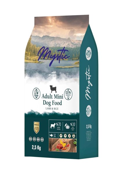 Mystic yetişkin Köpek Maması Az Tahıllı Mini Orta Kuzulu 2,5 kg