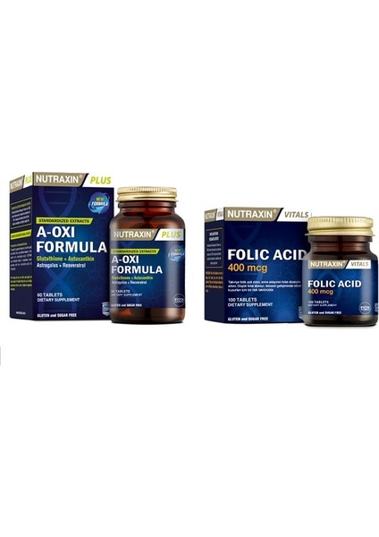 Folat 400 Mcg + Astaksantin, Resveratrol, Koenzim Q-10 Içeren A-Oxi Formula