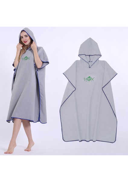 Sörf Panço Hızlı Kuruyan Değişen Robe Sörfçü Havlusu Kapüşonlu Cape Gri (Yurt Dışından) fiyatları