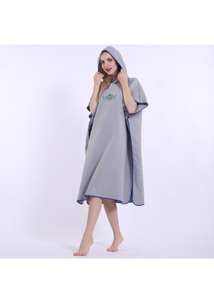 Sörf Panço Hızlı Kuruyan Değişen Robe Sörfçü Havlusu Kapüşonlu Cape Gri (Yurt Dışından) modelleri