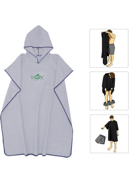 Sörf Panço Hızlı Kuruyan Değişen Robe Sörfçü Havlusu Kapüşonlu Cape Gri (Yurt Dışından) fırsatları