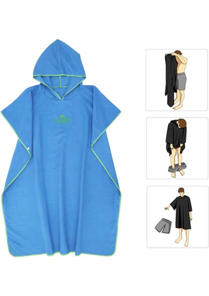 Sörf Panço Hızlı Kuruyan Değişen Robe Sörfçü Havlu Kapüşonlu Cape Açık Mavi (Yurt Dışından) modelleri