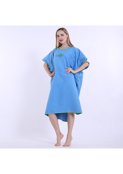 Sörf Panço Hızlı Kuruyan Değişen Robe Sörfçü Havlu Kapüşonlu Cape Açık Mavi (Yurt Dışından) indirimleri