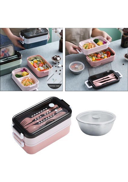 Bento Box Öğle Yemeği Kutuları Çorba Kasesi ile Mutfak Eşyaları ile Gıda Depolama Pembe Çorba Kasesi (Yurt Dışından)