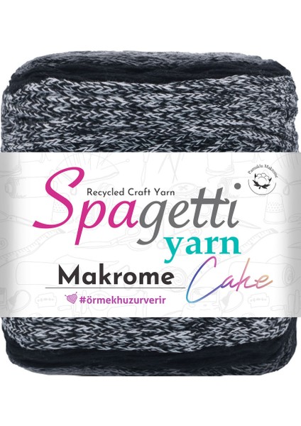 Spagettiyarn Makrome Cake Siyah Kristal
