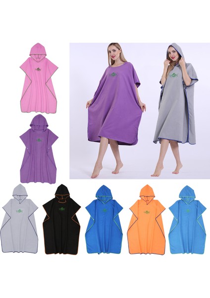 Strade Store Sörf Panço Hızlı Kuruyan Değişen Robe Sörfçü Havlusu Kapüşonlu Cape Pink (Yurt Dışından)