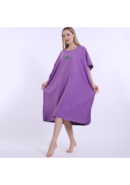 Sörf Panço Hızlı Kuruyan Değişen Robe Sörfçü Havlusu Kapüşonlu Cape Mor (Yurt Dışından) indirimleri