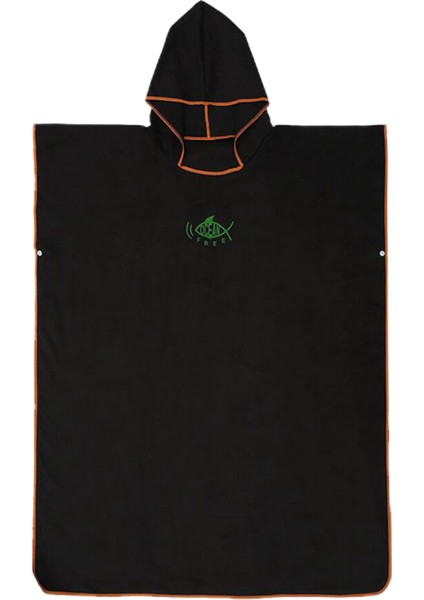 Sörf Panço Hızlı Kuruyan Değişen Robe Sörfçü Havlu Kapüşonlu Cape Black (Yurt Dışından)