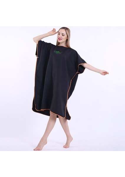 Sörf Panço Hızlı Kuruyan Değişen Robe Sörfçü Havlu Kapüşonlu Cape Black (Yurt Dışından) fırsatları