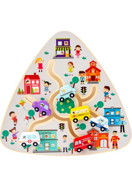Çocuklar Ahşap Labirent Oyunu Matematik Oyuncak Renk Tanıma Seyahat Oyuncak Toddler Traffic Için