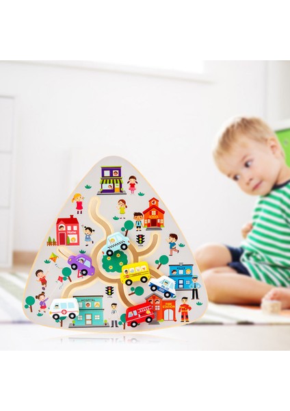 Çocuklar Ahşap Labirent Oyunu Matematik Oyuncak Renk Tanıma Seyahat Oyuncak Toddler Traffic Için modelleri