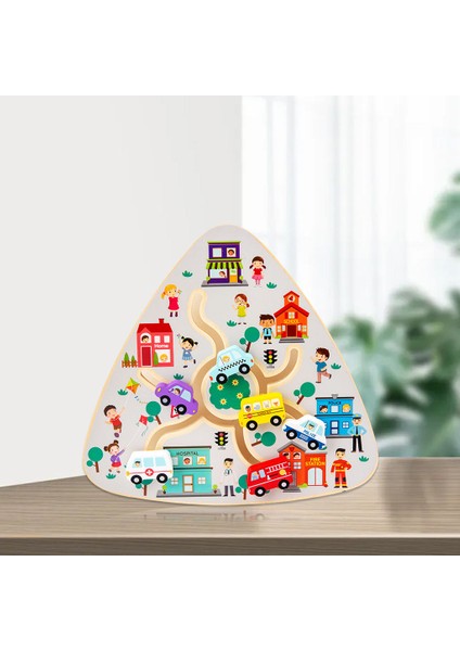 Çocuklar Ahşap Labirent Oyunu Matematik Oyuncak Renk Tanıma Seyahat Oyuncak Toddler Traffic Için fırsatları