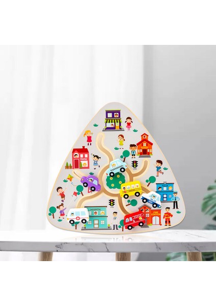 Çocuklar Ahşap Labirent Oyunu Matematik Oyuncak Renk Tanıma Seyahat Oyuncak Toddler Traffic Için indirimleri