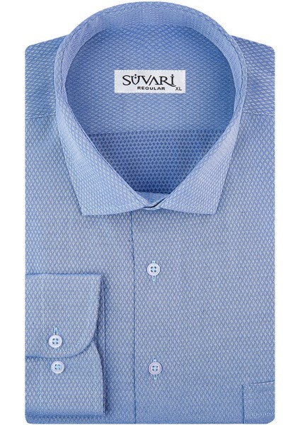Armür Desenli Açık Mavi Erkek Gömlek