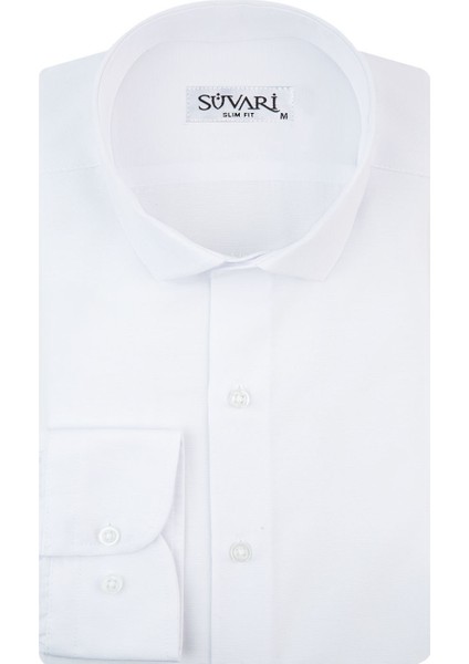 Slim Fit Filafil Beyaz Erkek Gömlek