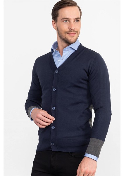 Lacivert Düğmeli Pamuklu Erkek Hırka fiyatları