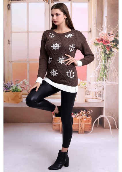 CM8-1058 Denizci Desen Triko Kahve indirimleri