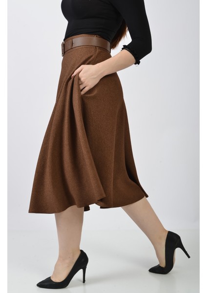 Bayan 75 cm Boyunda Kışlık Kloş Etek Soralline 780 Kahve modelleri