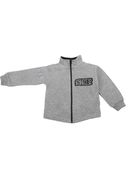 Çocuk Unisex Gri Stop Mont - Ceket Bebek Hırka Kız Erkek Çocuk Fermuarlı Dış Giyim Kidsabu