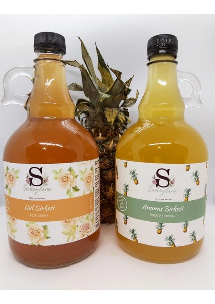 Gül Sirkesi 1 Lt + Ananas Sirkesi 1 Lt